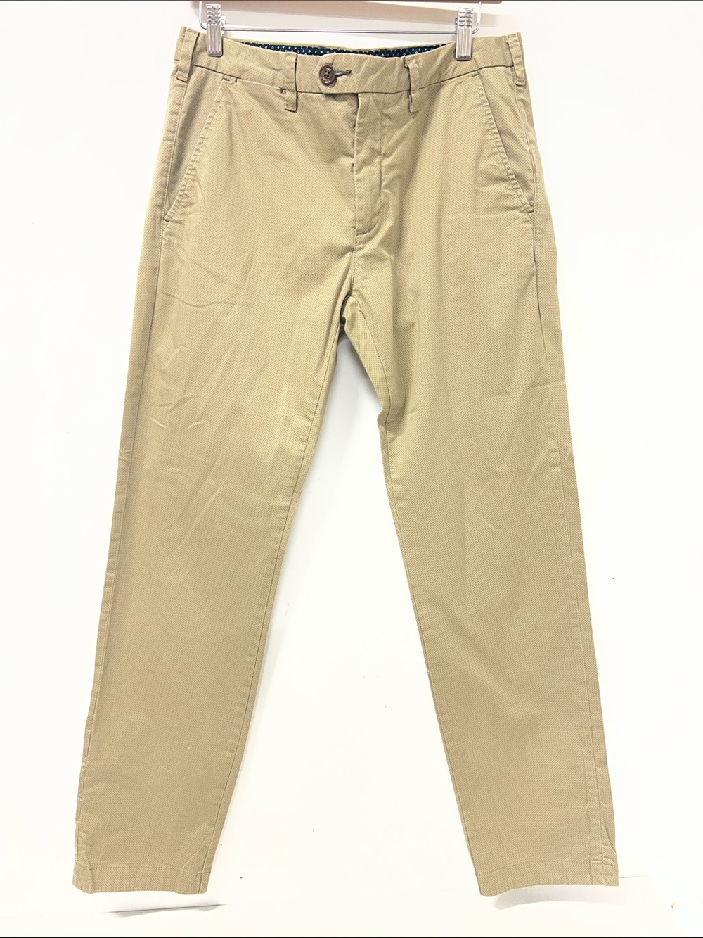 Ted Baker London Chino/Khaki Pants, Tan, Flat Front, Two Button/Zip Closure 32R